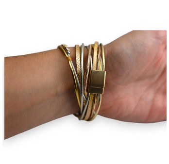 Bracelet simili 2 tours étoile dorée