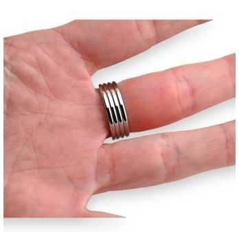 Bague acier argent cœur strass