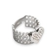 Bague large cœur strass