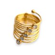 Bague acier dorée ressort strass