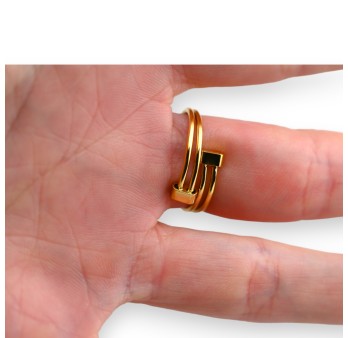 Bague acier dorée nœud