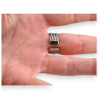 Bague acier argentée soleil