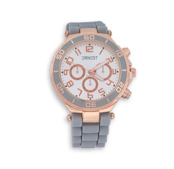 Montre femme silicone ERNEST grise Cadran cuivré rose