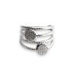 Bague acier argentée plusieurs rangs rond strass
