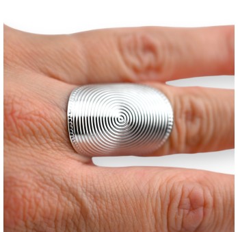 Bague acier argentée ovale illusion