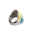 Bague argentée ovale peinture