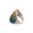 Bague argentée ovale peinture