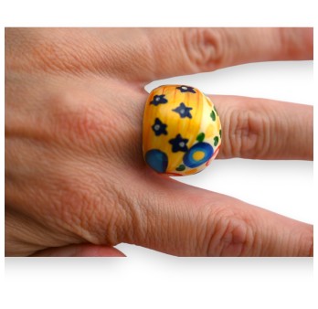 Bague fantaisie argentée peinture