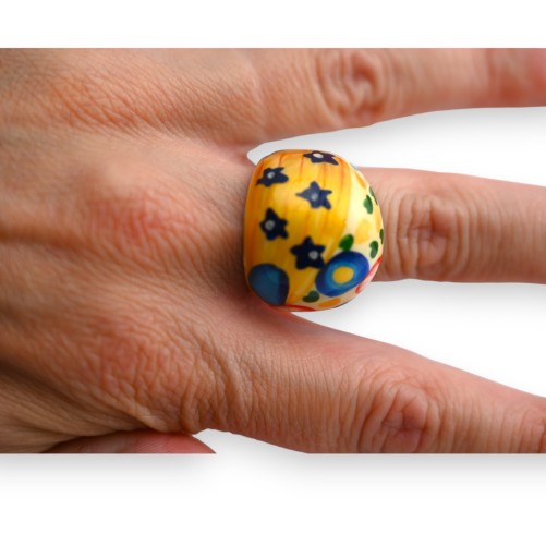 Bague fantaisie argentée peinture