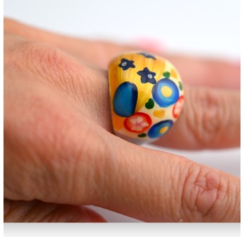 Bague fantaisie argentée peinture
