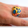Bague fantaisie argentée peinture