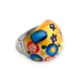 Bague fantaisie argentée peinture