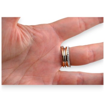 Bague acier 2 tons cœur