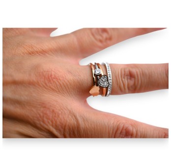 Bague acier 2 tons cœur