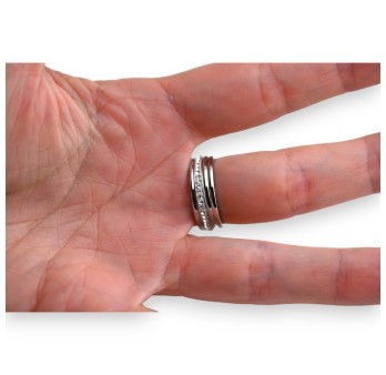 Bague acier argentée 4 anneaux