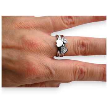 Bague acier argentée 4 anneaux