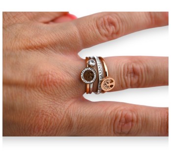 Bague acier 2 tons arbre de vie