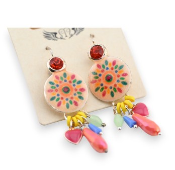 Boucles d'oreille pendante orangée