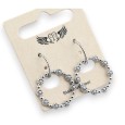 Boucle d'oreilles acier pendantes petites fleurs argentées