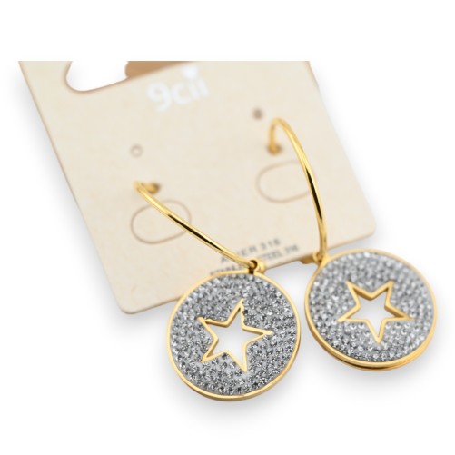 Boucle d'oreille acier doré pendante étoile