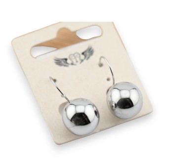 Boucle d'oreille acier boule argentée