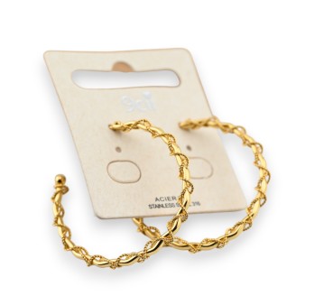 Boucle d'oreille créole acier doré
