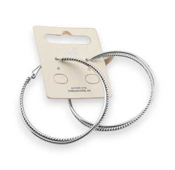 Boucle d'oreille créole acier argenté