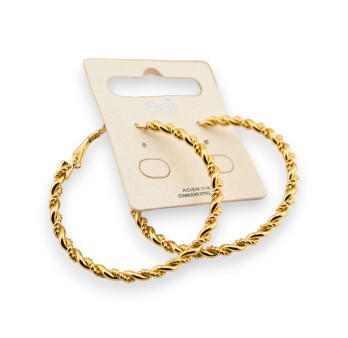 Boucle d'oreille acier créole dorée