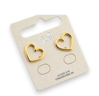 Boucle d'oreille acier doré cœur