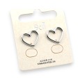 Boucle d'oreille acier cœur argenté