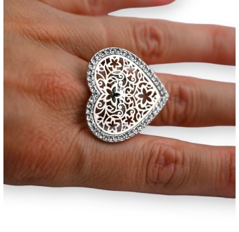 Bague fantaisie cœur dentelle
