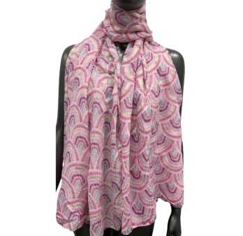 Foulard Fuschia éventail à détail doré