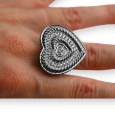 Bague fantaisie cœur métal argentée gris