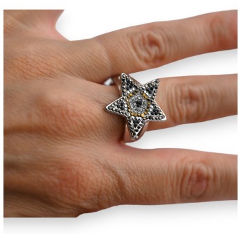 Bague fantaisie argentée étoile brillante