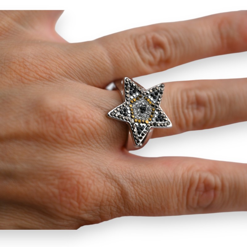Bague fantaisie argentée étoile brillante