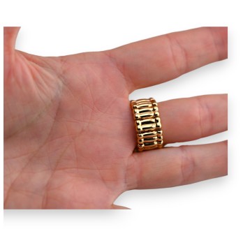 Bague fantaisie dorée grosse pierre marron