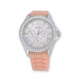 Montre femme silicone et strass ERNEST saumon