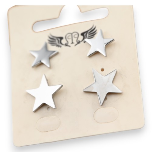 Lot boucle d'oreille acier argenté étoile