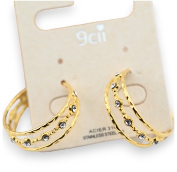 Boucle d'oreille anneau acier doré