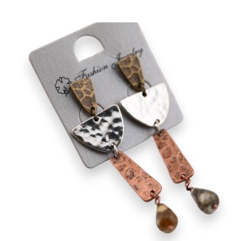 Boucle d'oreille fantaisie ethnique cuivré 3 couleurs