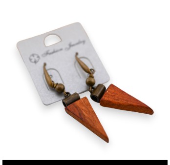 Boucle d'oreille fantaisie pic en bois
