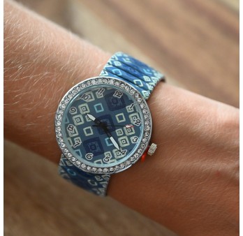 Montre femme élastique tons bleu Ernest E64001-006