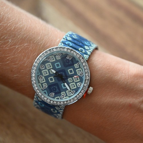 Montre femme élastique tons bleu Ernest E64001-006