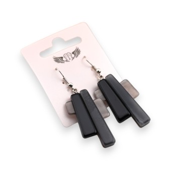 Boucle d'oreille fantaisie forme géométrie noire