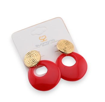 Boucle d'oreille fantaisie plastique rouge