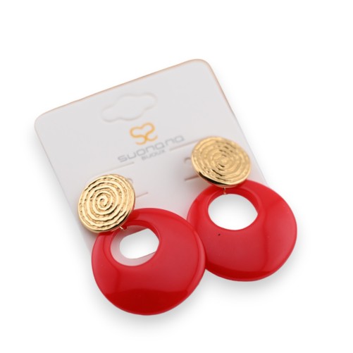 Boucle d'oreille fantaisie plastique rouge