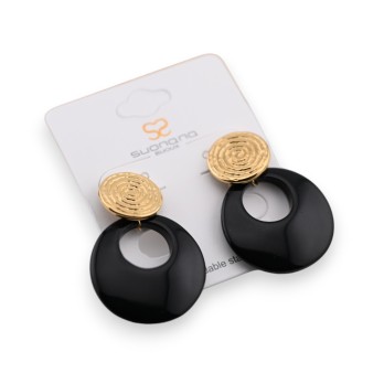 Boucle d'oreille fantaisie plastique noire