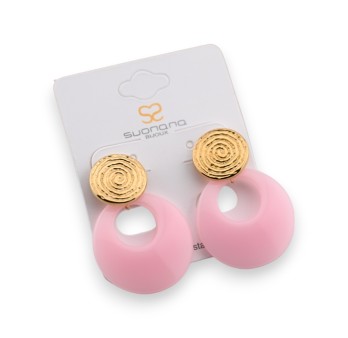 Boucle d'oreille fantaisie plastique rose
