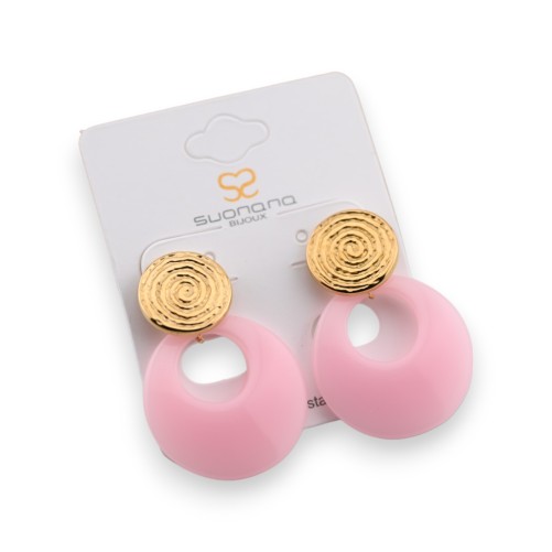 Boucle d'oreille fantaisie plastique rose