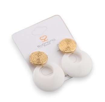 Boucle d'oreille fantaisie plastique blanc